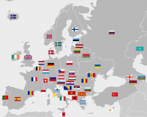 mapa de las banderas de europa